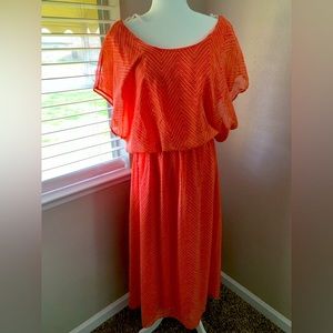 Large “Pinc” coral flutter sleeve dress